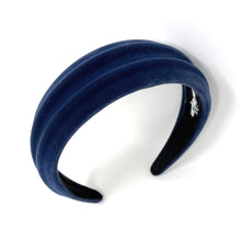 Load image into Gallery viewer, Navy blue velvet headband on a white background
