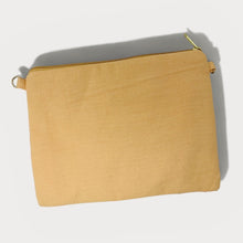 Load image into Gallery viewer, Pink hand-beaded cosmetic bag featuring festive champagne glasses and pearl-accented “Veuve Funds” lettering.