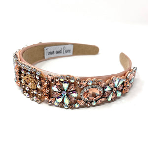 headband for women, blush headband, blush peach baroque headband, summer headband, blush embellished headband, bridal headband, bridal accessories, blush luxurious hairband, luxurious hair band, unique embellished headband, unique headband, statement headband, custom bridal headband, peach blush color accessories, embellished headband, gemstone headband, luxury headband, blush bejeweled headband, bling headband, baroque embellished headband, custom headband, jeweled baroque headband, evening hair accessory
