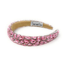 Load image into Gallery viewer, Blush pink jeweled headband featuring faceted stones and metallic setting