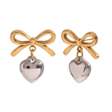 Load image into Gallery viewer, Heart Bow 18K Stud Earrings