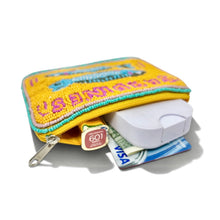 Load image into Gallery viewer, Multicolor sardine zip coin purse with retro Mediterranean aesthetic