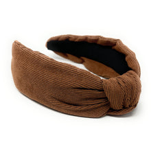 Load image into Gallery viewer, Fall Autumn Headband, Fall Knotted Headband, brown Knot Headband, Fall Hair Accessories, brown corduroy Headband, Best Seller, headbands for women, best selling items, knotted headband, hairbands for women, Fall Winter gifts, Solid color knot Headband, Solid color hair accessories, Coffee color knot headband, corduroy knotted headband, Fall Autumn headband, Birthday gifts, custom knot headband, Fall Autumn  accessories, pink headband, brown corduroy fabric headband, autumn knot headband