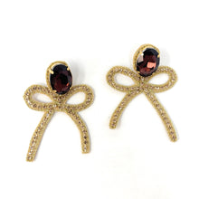 Load image into Gallery viewer, custom beaded Earrings, bow jeweled Earrings, gold Beaded Earrings, bow earrings, summer jeweled earrings, handmade earrings, custom earrings, party accessories, fancy accessories, bow embellished earrings, custom earrings, best friend gifts, birthday gifts, bohemian earrings, luxurious handmade accessories, night jewelry, Fancy earrings, boho earrings, beaded earrings, Fancy jeweled earrings, statement earrings, best selling items, statement earrings, handmade gifts, custom gifts, gold bow