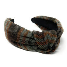 Load image into Gallery viewer, Green brown Headband, holiday Knotted Headband, brown plaid Knotted Headband, dark green brown Plaid Hair Accessories, Plaid Headband, Best Seller, headbands for women, best selling items, knotted headband, hairbands for women, brown plaid gifts, Plaid knot Headband, winter hair accessories, winter plaid headband, Plaid uniform headband, Statement headband, school uniform, school uniform knot headband, custom Knotted headband, plaid headband, Winter Plaid knot headband, plaid knot headband, plaid accessory