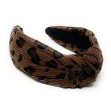 Load image into Gallery viewer, headband for woman, leopard headband, animal print headband, best selling items, corduroy headbands, brown print headband, brown top knot headband, woven top knot headband, animal print accessories, trendy headbands, leopard to knot headband, animal print headband, brown headband, brown top knot headband, handmade headbands, top knotted headband, knotted headband, leopard print headband, brown top knotted headband, leopard headband, corduroy knot headband, leopard print headband