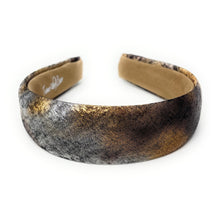 Load image into Gallery viewer, Brown, gold, and black hues, with a smooth, plush texture headband