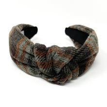 Load image into Gallery viewer, Green brown Headband, holiday Knotted Headband, brown plaid Knotted Headband, dark green brown Plaid Hair Accessories, Plaid Headband, Best Seller, headbands for women, best selling items, knotted headband, hairbands for women, brown plaid gifts, Plaid knot Headband, winter hair accessories, winter plaid headband, Plaid uniform headband, Statement headband, school uniform, school uniform knot headband, custom Knotted headband, plaid headband, Winter Plaid knot headband, plaid knot headband, plaid accessory