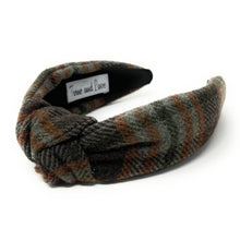 Load image into Gallery viewer, Green brown Headband, holiday Knotted Headband, brown plaid Knotted Headband, dark green brown Plaid Hair Accessories, Plaid Headband, Best Seller, headbands for women, best selling items, knotted headband, hairbands for women, brown plaid gifts, Plaid knot Headband, winter hair accessories, winter plaid headband, Plaid uniform headband, Statement headband, school uniform, school uniform knot headband, custom Knotted headband, plaid headband, Winter Plaid knot headband, plaid knot headband, plaid accessorie