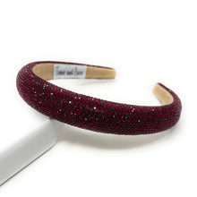 Load image into Gallery viewer, Burgundy glittery headband on a white background