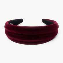 Load image into Gallery viewer, Burgundy velvet headband on a white background