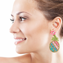 Load image into Gallery viewer, pineapple Beaded Earrings, beaded pineapple Earrings, fruit Earrings, pineapple love Beaded Earrings, fruity earrings, pineapple lover bead earrings, multicolor beaded earrings, Hawaiian earrings, Beaded earrings, pineapple bead earrings, yellow seed bead earrings, fruit accessories, summer accessories, spring summer earrings, gifts for mom, best friend gifts, birthday gifts, fruit jewelry, fruit bead earrings, pineapple earrings accessory, multicolor earrings, summer beaded earrings 