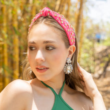 Load image into Gallery viewer, Silver-tone crystal drop earrings with bold faceted stones and shimmering geometric accents.