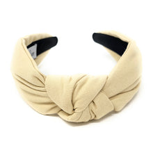 Load image into Gallery viewer, Neutral beige twist headband crafted from textured linen fabric, adding timeless style to casual and dressy looks.