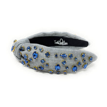 Load image into Gallery viewer, Fashionable satin headband with sparkling rhinestones for a trendy look.