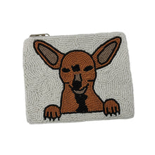Load image into Gallery viewer, Pouch with a beaded design of a dog on a white background