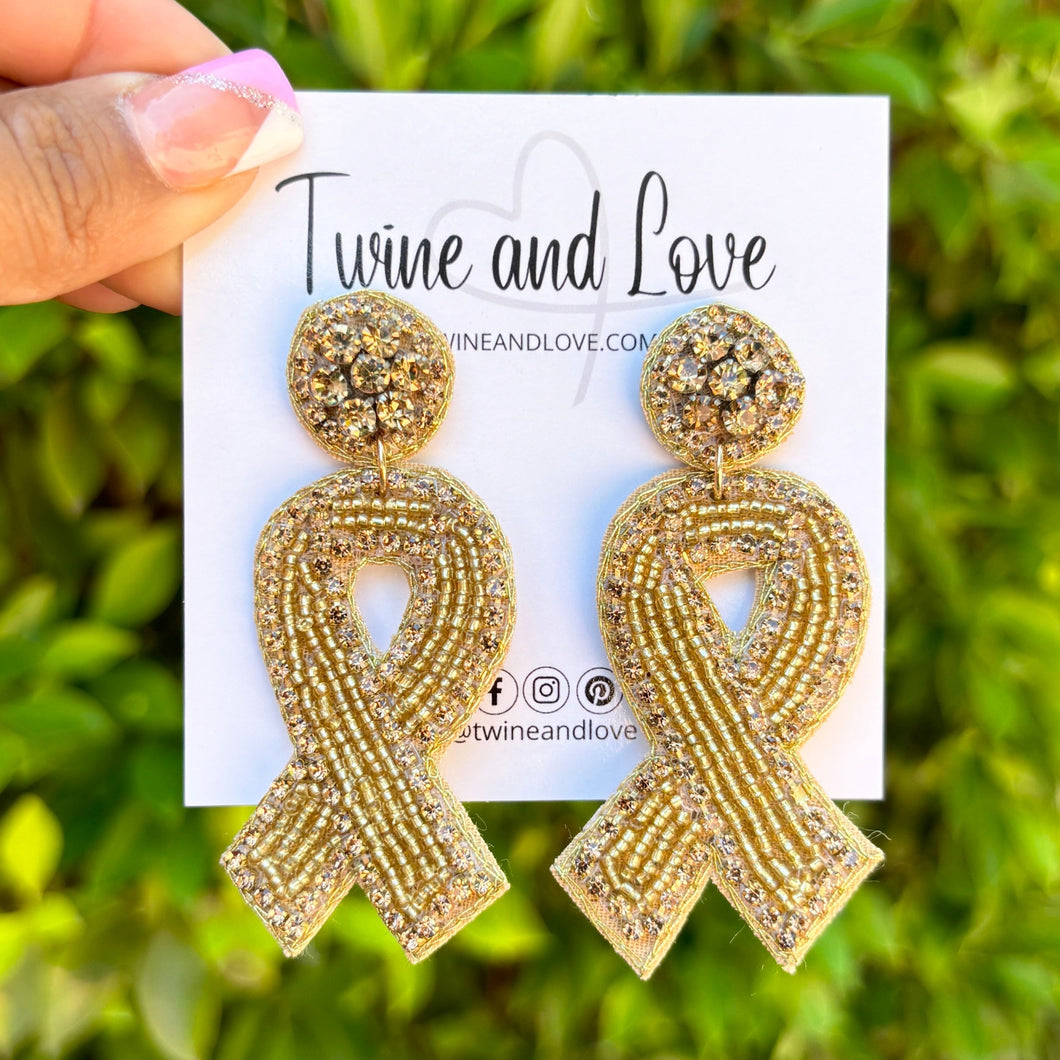 gold ribbon Beaded Earrings, beaded gold Earrings, gold color Earrings, childhood cancer awareness Beaded Earrings, childhood gold ribbon earrings, childhood awareness earrings, childhood cancer ribbon earrings, cancer awareness earrings, Beaded earrings, childhood cancer ribbon earrings, gold bead earrings, ribbon accessories, Childhood cancer awareness accessories, support cancer awareness earrings, gifts for mom, best friend gifts, birthday gifts, gold earrings, gold beaded earrings, support cancer aware