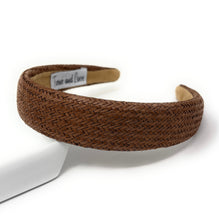 Load image into Gallery viewer, Brown woven raffia wide headband with textured finish