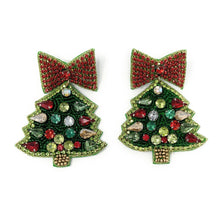 Load image into Gallery viewer, Christmas Beaded Earrings, Christmas ornament Earrings, Holiday Earrings, Christmas Beaded Earrings, Seed Bead, Merry Christmas Accessories, Holiday Green earrings, Christmas Tree beaded earrings, Christmas gifts, Christmas earrings, holiday earrings, Christmas tree Holiday earrings, Christmas tree bead earrings, holiday gifts, holiday accessories, holiday beaded accessories, Holiday accessories, Holiday Christmas earrings, Jeweled earrings, best Selling items, Christmas bow earrings, Custom earrings