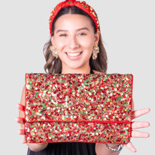 Load image into Gallery viewer, Christmas beaded clutch, Christmas clutch, Red green clutch, Christmas Accessories, Red beaded purse, Best Seller, Holiday Red clutch, best selling items, red green sequin clutch, Christmas gifts, Christmas sequin clutch, sequin accessories, Christmas bag, Red holiday clutch, Holiday gifts, Holiday purses, Christmas clutch, Red beaded clutch, Green beaded clutch, red green beaded clutch, Holiday Bags, evening clutches, Elegant evening clutch, holiday crossbody bag