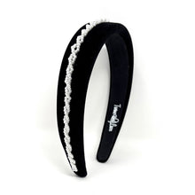Load image into Gallery viewer, Minimalist black headband with handcrafted pearl accent