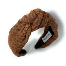 Load image into Gallery viewer, Fall Autumn Headband, Fall Knotted Headband, brown Knot Headband, Fall Hair Accessories, brown corduroy Headband, Best Seller, headbands for women, best selling items, knotted headband, hairbands for women, Fall Winter gifts, Solid color knot Headband, Solid color hair accessories, Coffee color knot headband, corduroy knotted headband, Fall Autumn headband, Birthday gifts, custom knot headband, Fall Autumn  accessories, pink headband, brown corduroy fabric headband, autumn knot headband