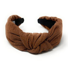 Load image into Gallery viewer, Fall Autumn Headband, Fall Knotted Headband, brown Knot Headband, Fall Hair Accessories, brown corduroy Headband, Best Seller, headbands for women, best selling items, knotted headband, hairbands for women, Fall Winter gifts, Solid color knot Headband, Solid color hair accessories, Coffee color knot headband, corduroy knotted headband, Fall Autumn headband, Birthday gifts, custom knot headband, Fall Autumn  accessories, pink headband, brown corduroy fabric headband, autumn knot headband