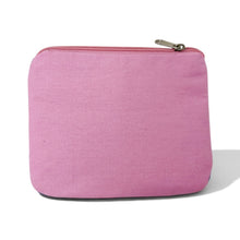 Load image into Gallery viewer, Pink sardine beaded pouch with colorful fish embroidery and zipper closure