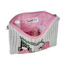Load image into Gallery viewer, Handmade beaded zip pouch with golf cart motif, perfect for golf lovers.