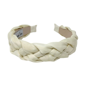 ivory braided headband, headbands for women, cream color headband, ivory knot headband, best selling items, cream color headband, braided headband, braided hair accessories, best seller, braided ivory fabric headband, ivory hair accessories, handmade headband, custom headband, boho headband, summer spring headband, soft white headband, custom headband, handmade headband, summer headband, beige braided headband, best selling items, solid color braided headband 
