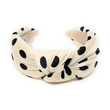 Load image into Gallery viewer, Cream-colored headband with black polka dots on a white background