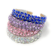 Load image into Gallery viewer, Set of 4 Crystal Rhinestone Headbands – Blue, Purple, Pink &amp; Iridescent