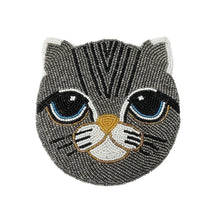 Load image into Gallery viewer, Beaded cat face design on a white background