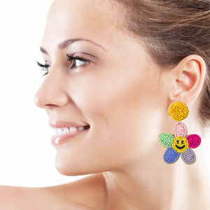 Multicolor Flower Beaded Earrings