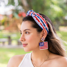 Load image into Gallery viewer, July 4th Earrings, USA  Earrings, Fourth of July Earrings, Independence Day Jewelry, America Earrings, American Earrings, Patriot Earrings, USA Flag Earrings, Flag Patriotic earrings, American Earrings, Star Beaded Earrings, Seed Bead Earrings, Stars &amp; Stripes, freedom Patriotic Earrings, USA Start Earrings, 4th of July flag earrings, Flag Fashion Earrings, Memorial Day Earrings, Stars Beaded, Fashion Statement, USA flag earrings, USA earrings, handmade earrings, Cocktail earrings, red white blue earrings