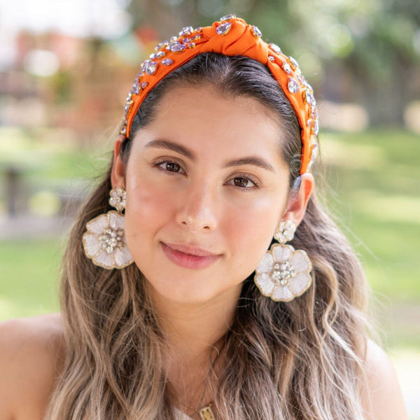 French Knot Orange Wool Floral Embroidered Beaded Headband Ear Warmer Boho NWT French Knot | Accessories | French Knot Felt Flower Headband  main image 4