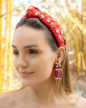 Load image into Gallery viewer, Red Football Beaded Earrings