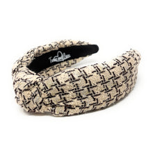 Load image into Gallery viewer, Textured headband with dark brown and beige pattern on a white background