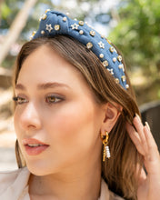 Load image into Gallery viewer, headbands for women, Wide headband, handmade headbands, top knotted headband, knotted headband, hair band for women, embellished headband, rhinestone headband, gemstone headband for women, luxury headband, jeweled headband, knotted jeweled headband, bling headband, embellished knot headband, luxury knot headband, winter headbands, rhinestone headband, Luxury hair accessories, denim headband, winter headbands, jeweled knot headband, embellished headband, best selling items