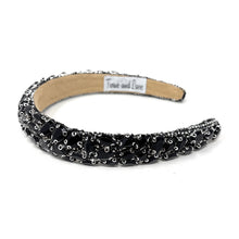 Load image into Gallery viewer, Black crystal hairband with metallic accents and bold sparkle