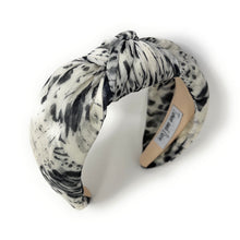 Load image into Gallery viewer, Elegant neutral headband featuring black and cream abstract print