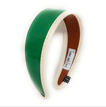 Load image into Gallery viewer, Elegant green patent headband designed with a comfortable wide silhouette and smooth shine.