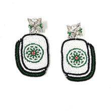 Load image into Gallery viewer, Unique citrus-inspired beaded earrings with white, green, and black colors