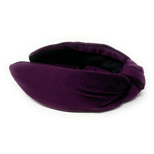 Load image into Gallery viewer, Fall Autumn Headband, Fall Knotted Headband, purple Knot Headband, Fall Hair Accessories, velvet purple Headband, Best Seller, headbands for women, best selling items, knotted headband, hairbands for women, Fall Winter gifts, Solid color knot Headband, Solid color hair accessories, Purple knot headband, Velour knotted headband, Statement headband, Birthday gifts, embellished knot headband, Fall Autumn  accessories, Purple headband, Purple velour headband, Velvet knot headband, velvet knotted headband