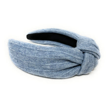 Load image into Gallery viewer, Fall Autumn Headband, Fall Knotted Headband, blue Knot Headband, Fall Hair Accessories, light blue Headband, Best Seller, headbands for women, best selling items, knotted headband, hairbands for women, Fall Winter gifts, Solid color knot Headband, Solid color hair accessories, blue color knot headband, soft knotted headband, Statement headband, Birthday gifts, custom knot headband, Fall Autumn  accessories, blue headband, blue soft fabric headband, autumn knot headband, top knotted headband
