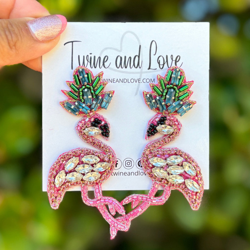 custom beaded Earrings, flamingo jeweled Earrings, flamingo Beaded Earrings, flamingo earrings, jeweled earrings, handmade earrings, custom earrings, bejeweled accessories, tropical jewelry accessories, embellished earrings, custom earrings, best friend gifts, birthday gifts, bohemian earrings, luxurious handmade accessories, party earrings, Fancy earrings, boho earrings, rhinestone earrings, embellished earrings, Fancy jeweled earrings, party earrings, statement earrings, best selling items