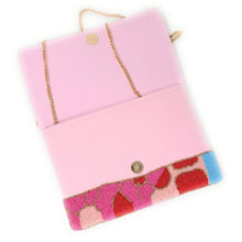 Load image into Gallery viewer, Floral beaded evening bag with pink, orange, and blue details