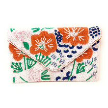 Load image into Gallery viewer, Floral beaded clutch purse, birthday gift for her, summer clutch, orange seed bead purse, spring beaded bag, tropical handbag, orange floral beaded bag, floral seed bead clutch, summer bag, birthday gift for her, clutch bag, seed bead purse, engagement gift, bridal gift to bride, bridal gift, orange purse, gifts to bride, wedding gift, bride gifts, Summer beaded clutch purse, birthday gift for her, summer clutch, seed bead purse, summer bag, boho purse, orange beaded clutch purse, handmade unique bags