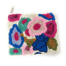 Load image into Gallery viewer, Beaded clutch with floral design on a white background