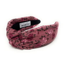 Load image into Gallery viewer, Stylish pink floral headband with a knot design.